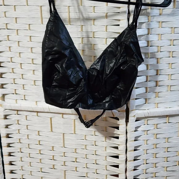 Cotton Candy Black Vegan Leather Bralette - Picture 4 of 8